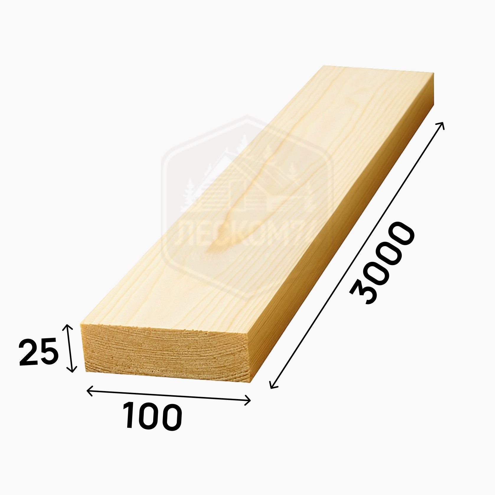 Доска обрезная 25*100*3000 (сосна) 1-4 сорт