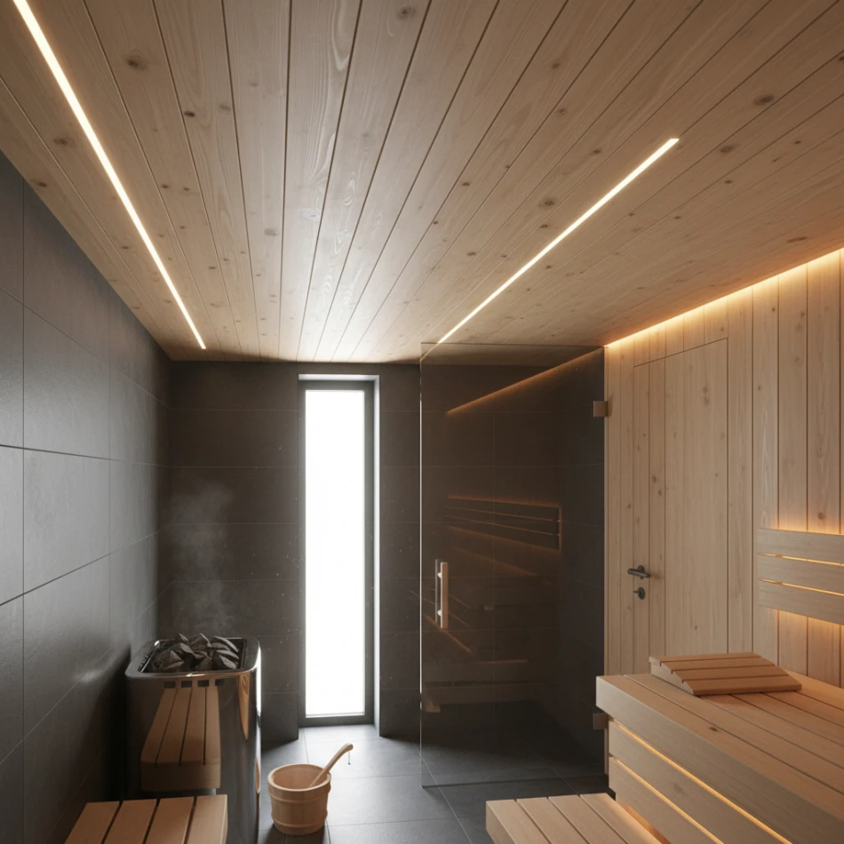 Потолок из вагонки в баню