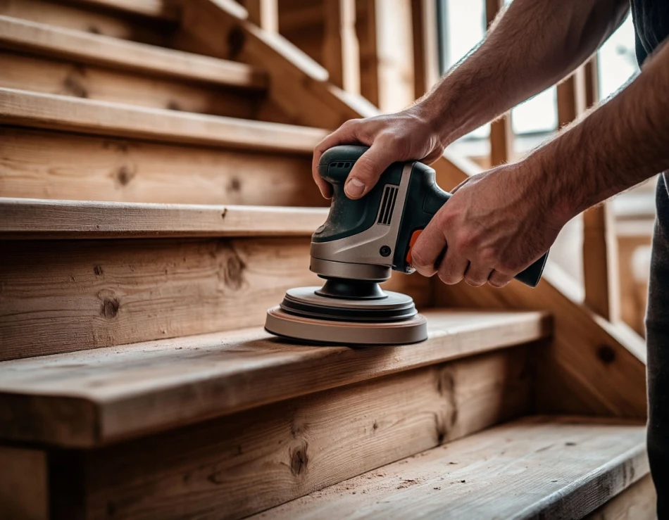 Шлифовка ступеней лестницы