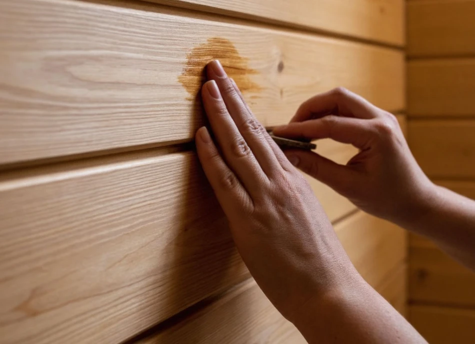 Нанесение защитного покрытия на вагонку в бане&nbsp;