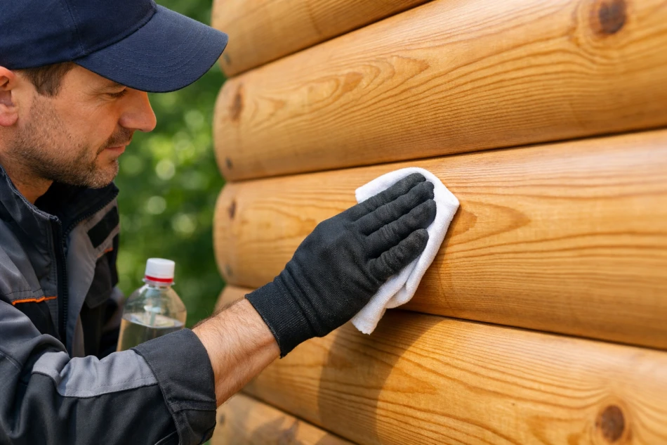 Обезжиривание фасадной доски блок-хаус из лиственницы&nbsp;