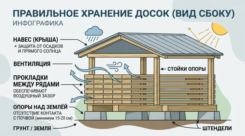 Схема правильного хранения доски