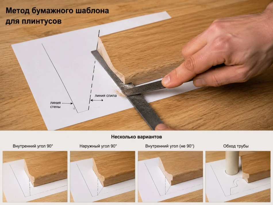 Метод бумажного шаблона для плинтусов